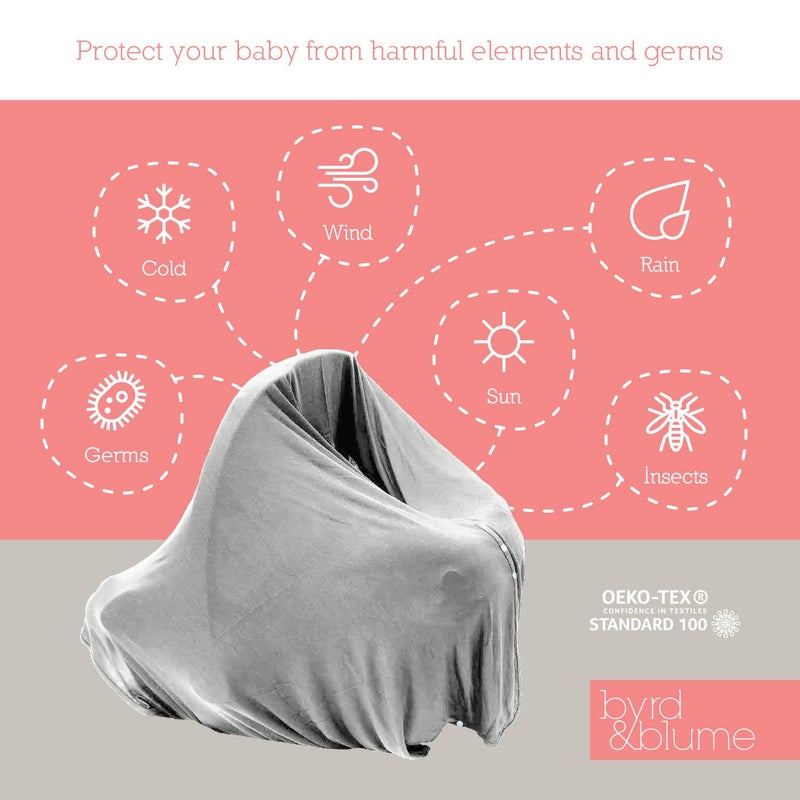 Byrd & Blume Maternity Nursing Cover Breathable Lightweight Breastfeeding Cover Wrap Shawl Scarf Poncho Full 360 (Gray, One size) - Image 3